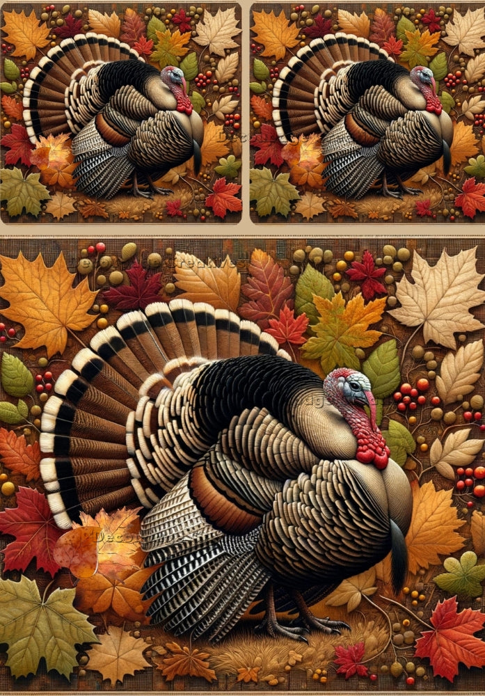 Wild Turkey in fall folieage Decoupage Creatives Rice Paper