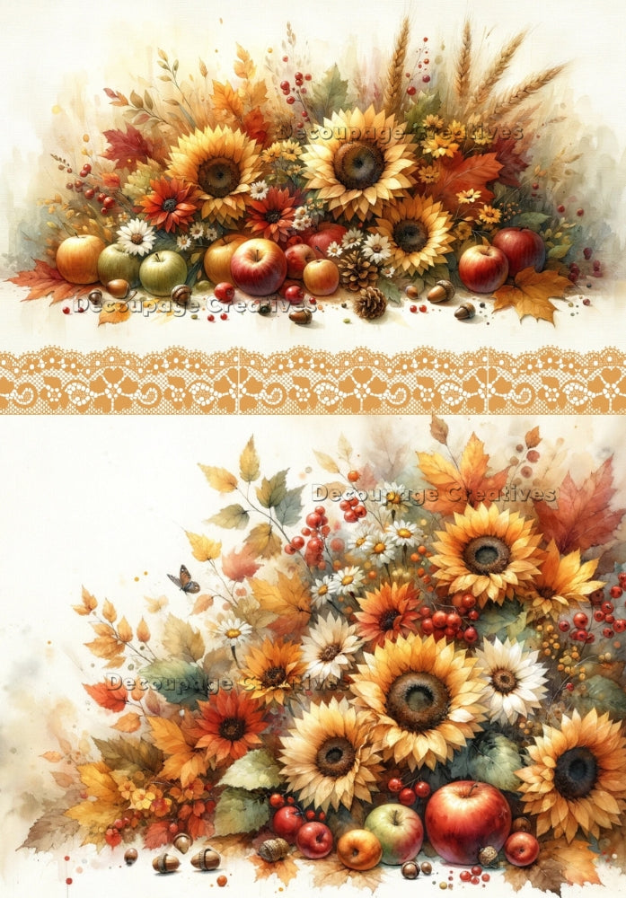 autumn fruits and flowers in a bouquet Decoupage Creatives Rice Paper