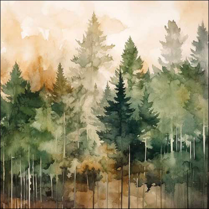 green pine trees on sepia background from DecoupageNapkins.com