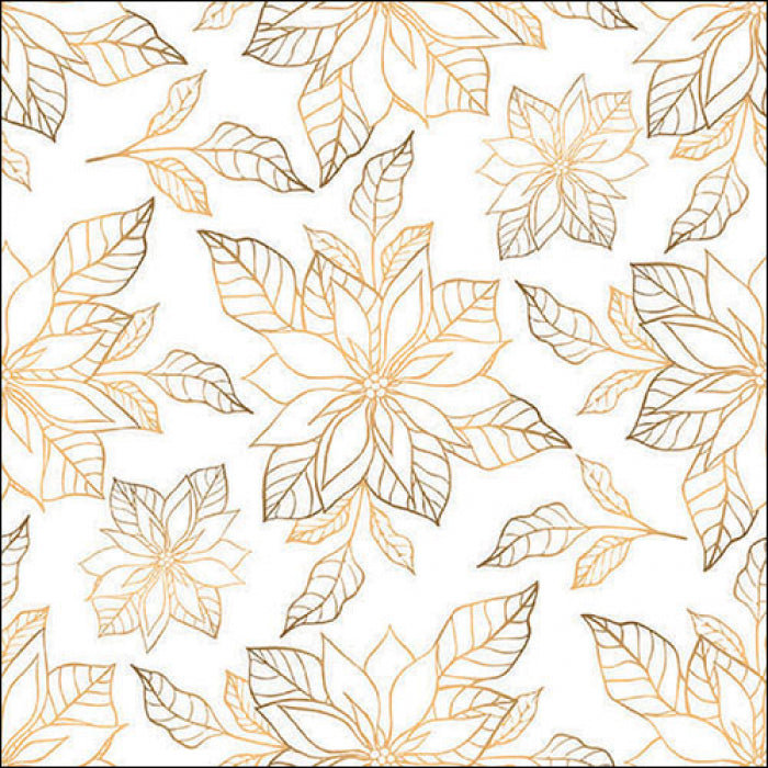 gold outlined poinsettias on white background from DecoupageNapkins.com