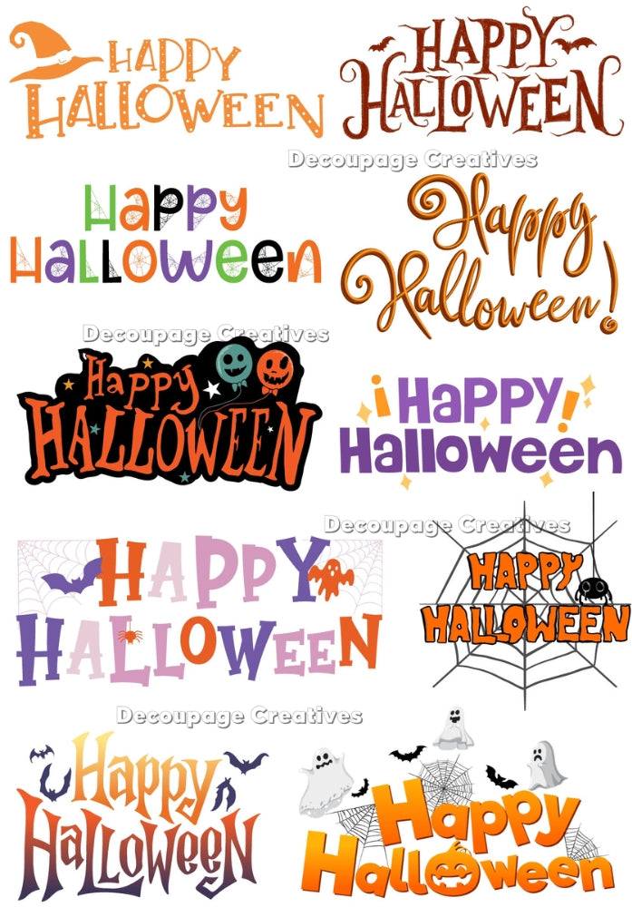 halloween Elements with Happy Halloween in various settings and fonts