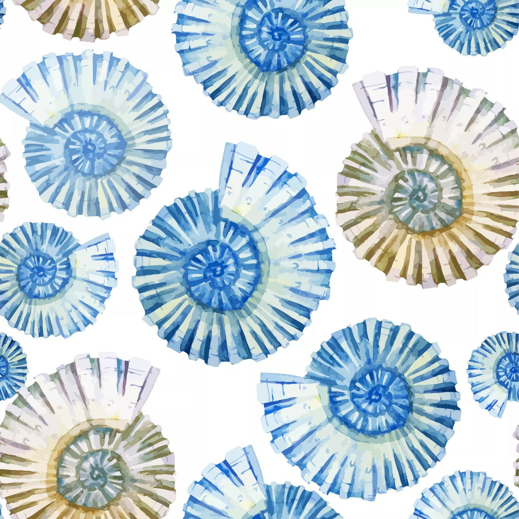 Colorful blue and beige sea shells