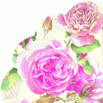 Pink roses Round paper napkin for decoupage.