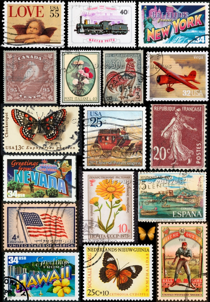 vintage stamp collection Decoupage Creatives