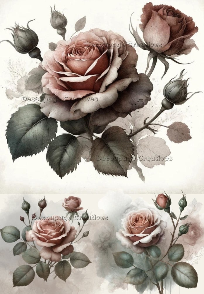 pinky ash rose blossoms Decoupage Creatives