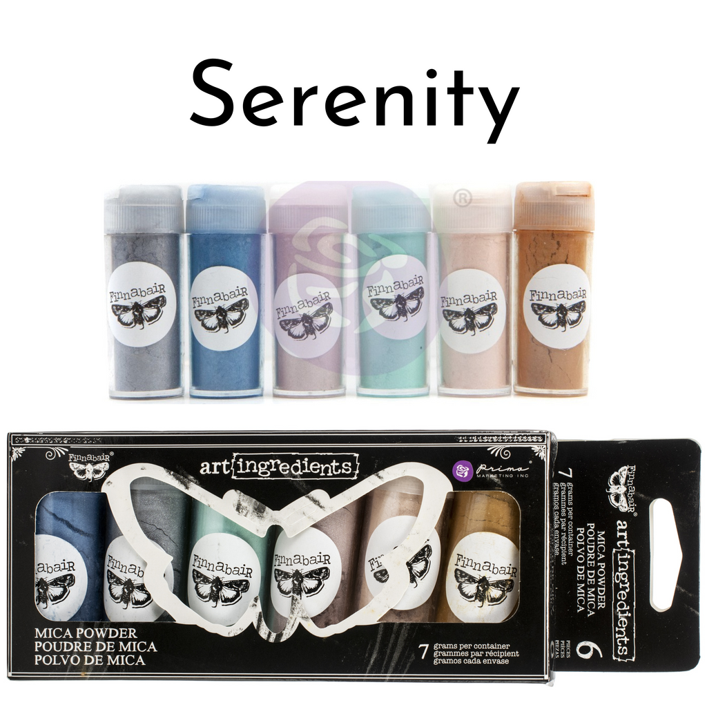 Serenity. Finnabair Mica Powder Pigment Sets of 6 colors each,  in multiple colors by ReDesign with Prima.