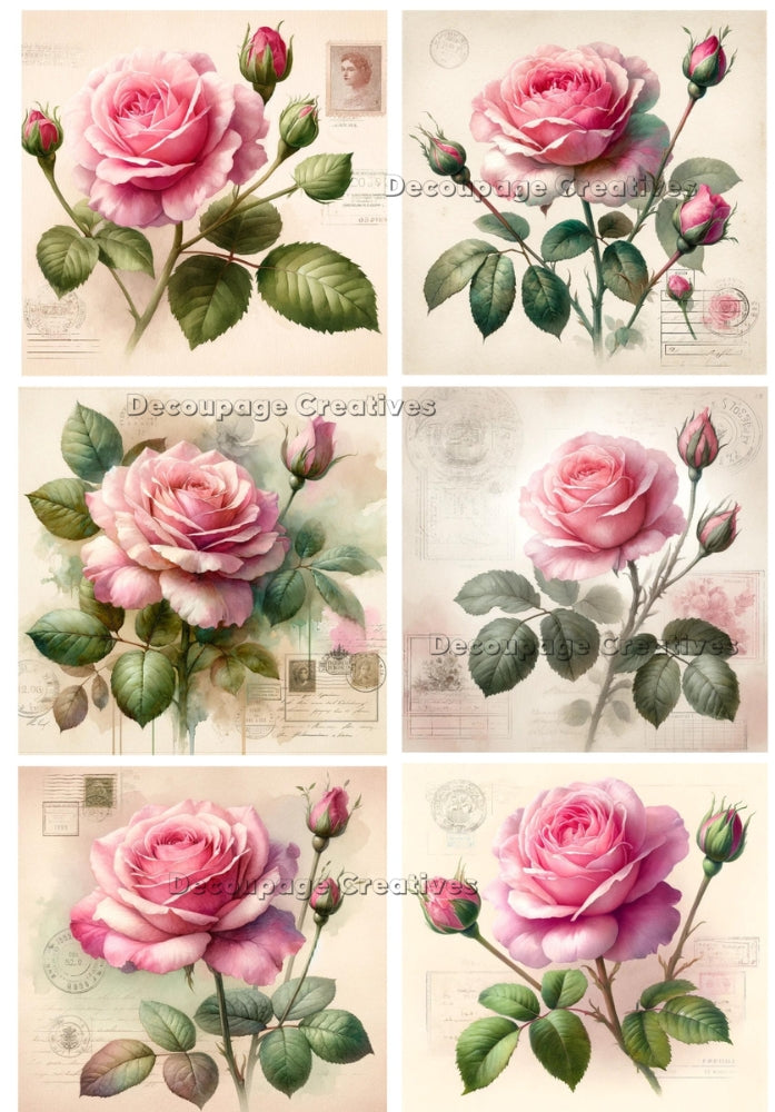 pink rose blossoms Decoupage Creatives