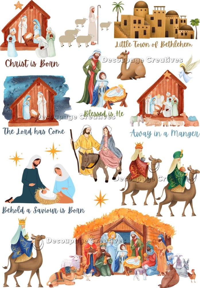 vintage nativity elements with biblical sayings Decoupage Creatives