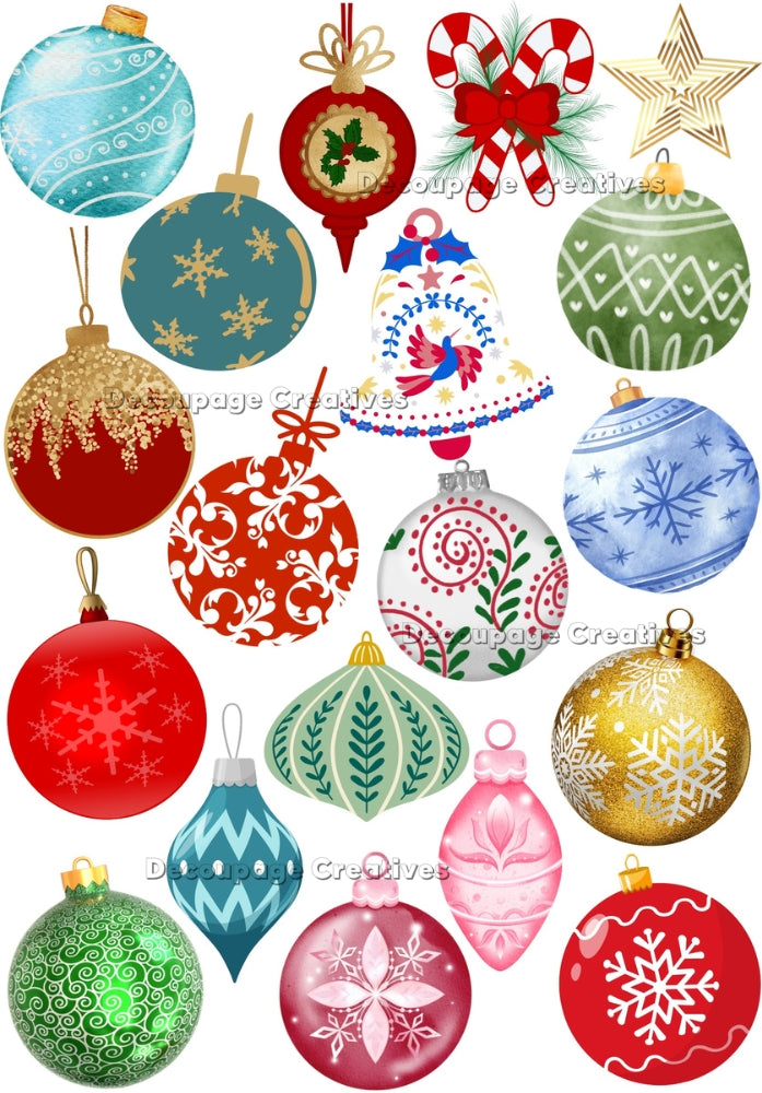 colorful christmas ornaments and candy canes Decoupage Creatives