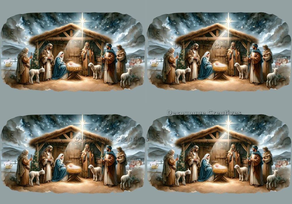 vintage nativity in a manger Decoupage Creatives