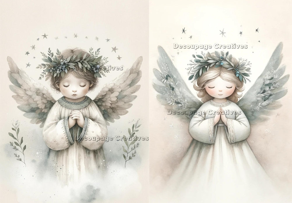 two christmas angle children praying Decoupage Creatives