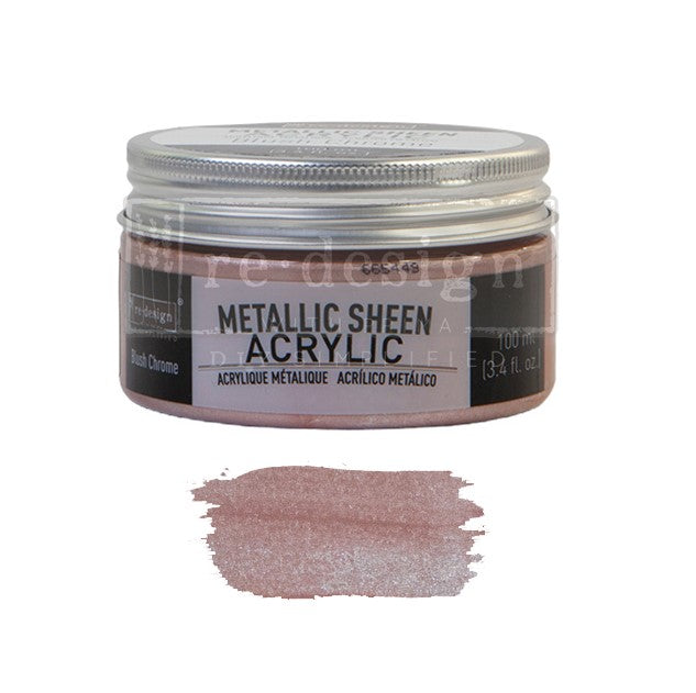 Blush Chrome Metallic Sheen Acrylic Paint by ReDesign with Prima