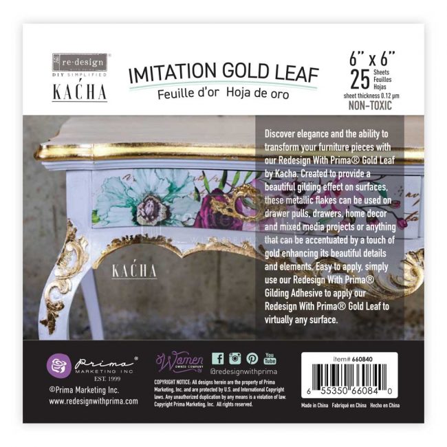 Kacha Gold Leaf by Redesign with Prima. 25 sheets.