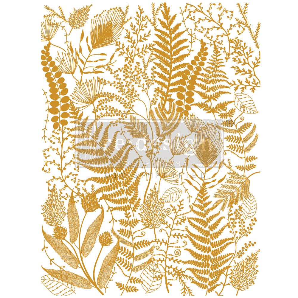 Gold Foil Kacha - Manor Swirls 18"x24" ReDesign Prima Decor Transfers. Gold leaf pattern.