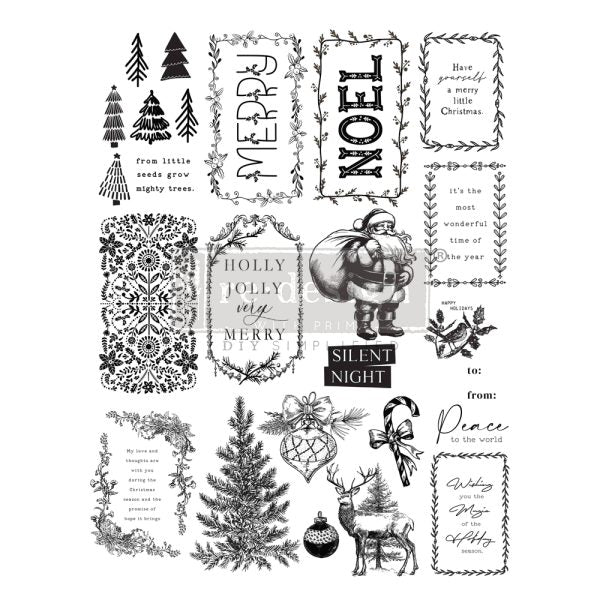 Decor clear stamps of holiday gift tags in merry and bright from ReDesign with Prima