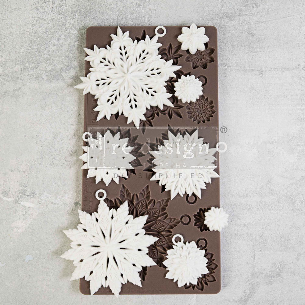 Decor Christmas silicone mold 5x10" with snowflake patterns by Redesign with Prima.