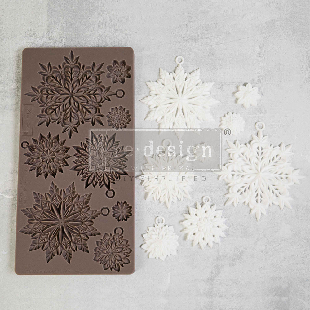 Decor Christmas silicone mold 5x10" with snowflake patterns by Redesign with Prima.