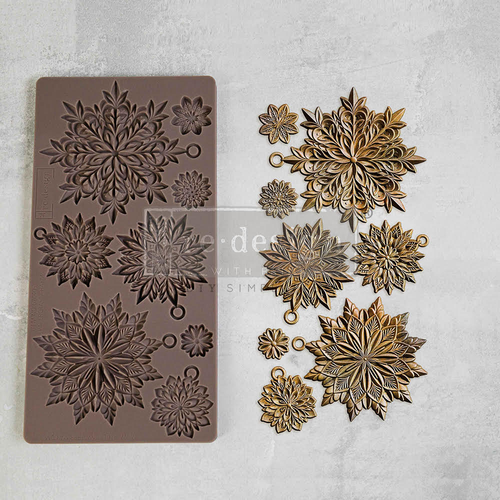 Decor Christmas silicone mold 5x10" with snowflake patterns by Redesign with Prima.