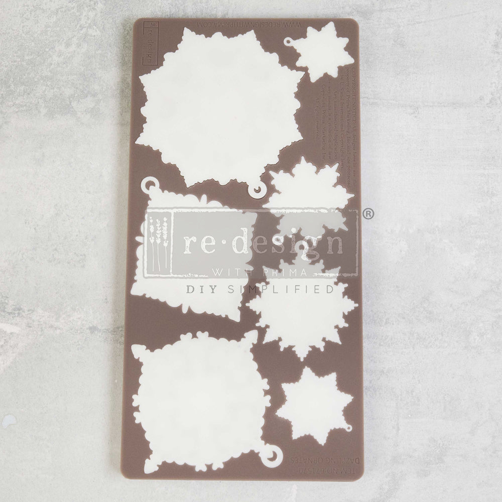 Decor Christmas silicone mold 5x10" with snowflake patterns by Redesign with Prima.