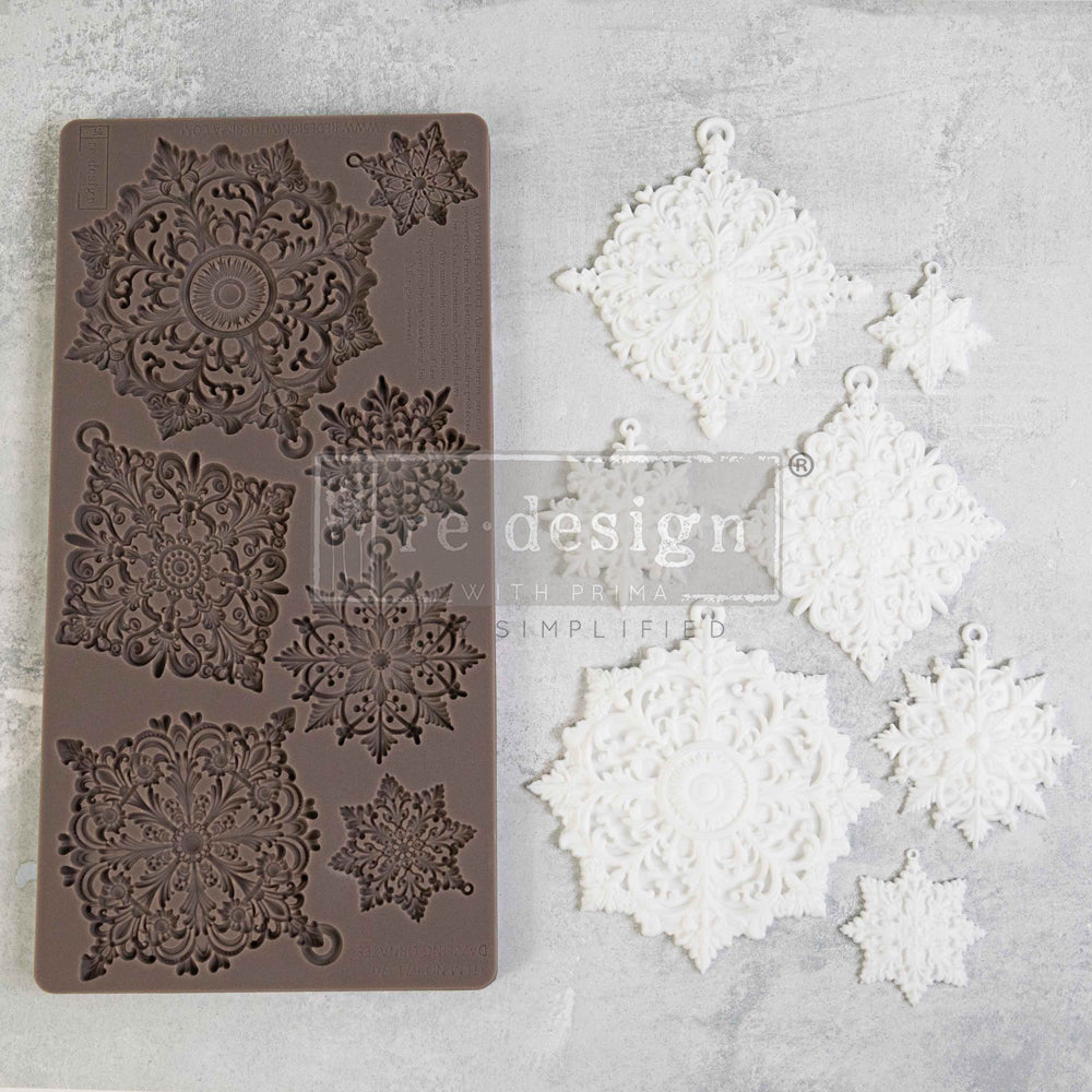 Decor Christmas silicone mold 5x10" with snowflake patterns by Redesign with Prima.