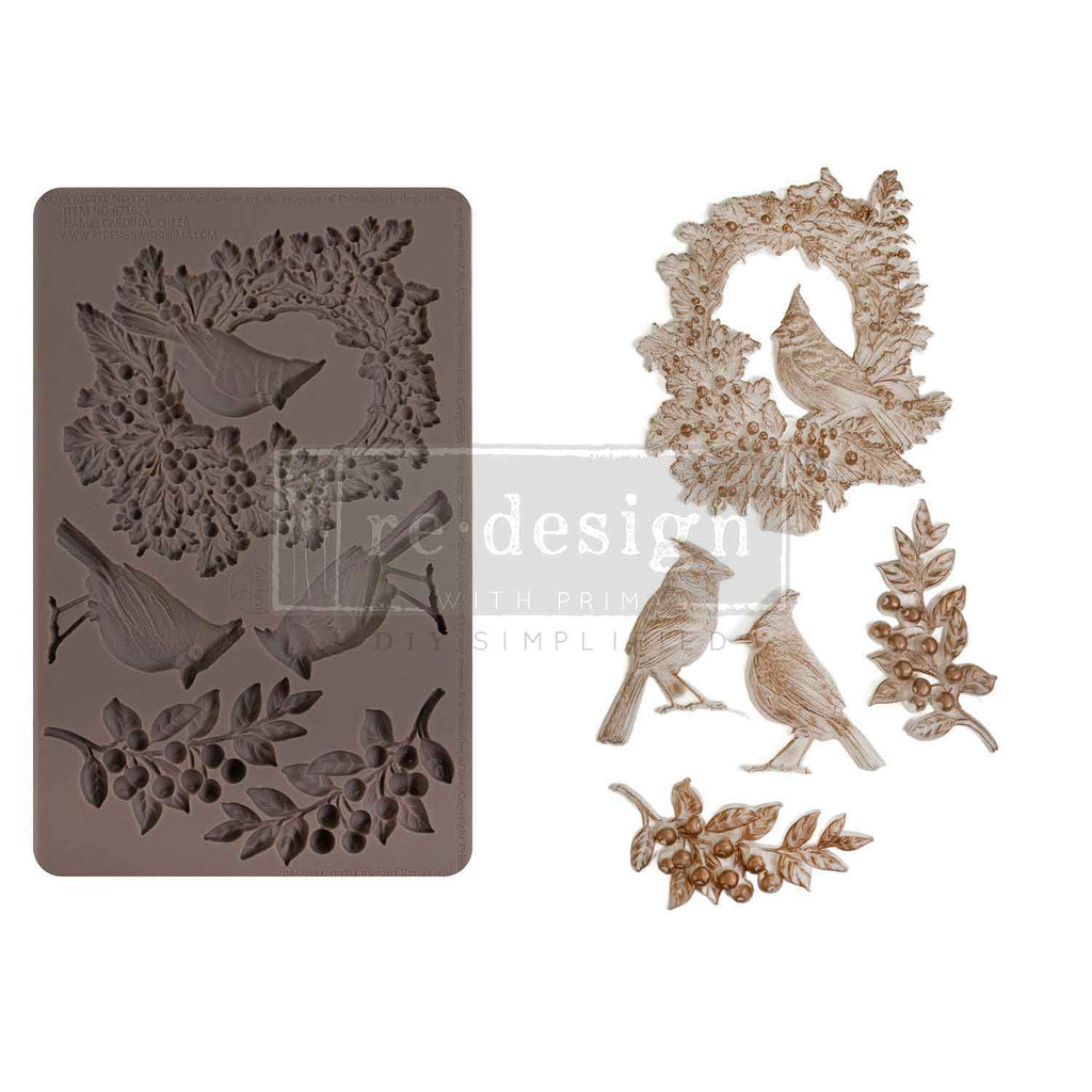 Redesign with Prima Cardinal Cheer mold with 5 figures; wreath cardinals and greenery