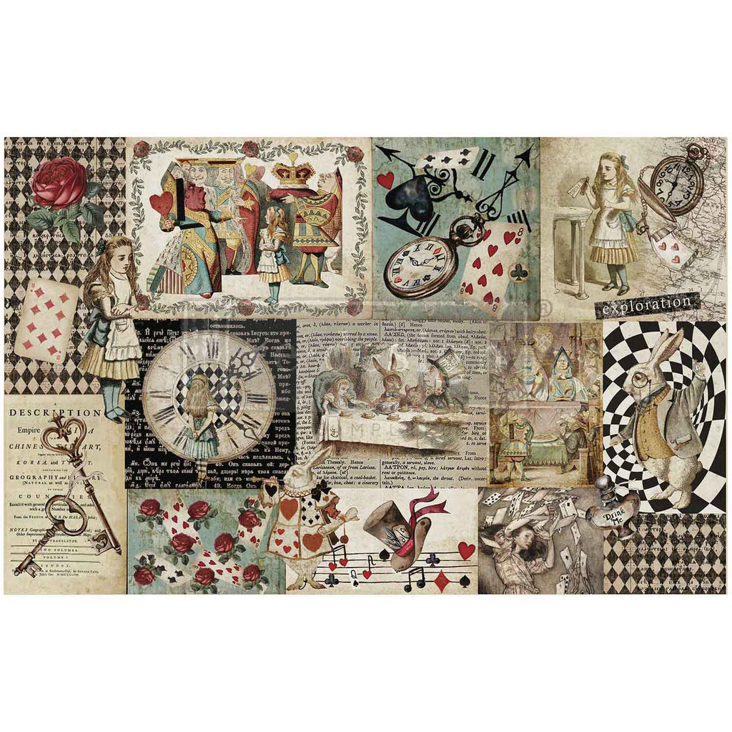 Alice in Wonderland collage decoupage decor tissue paper Curious Journey by ReDesign with Prima