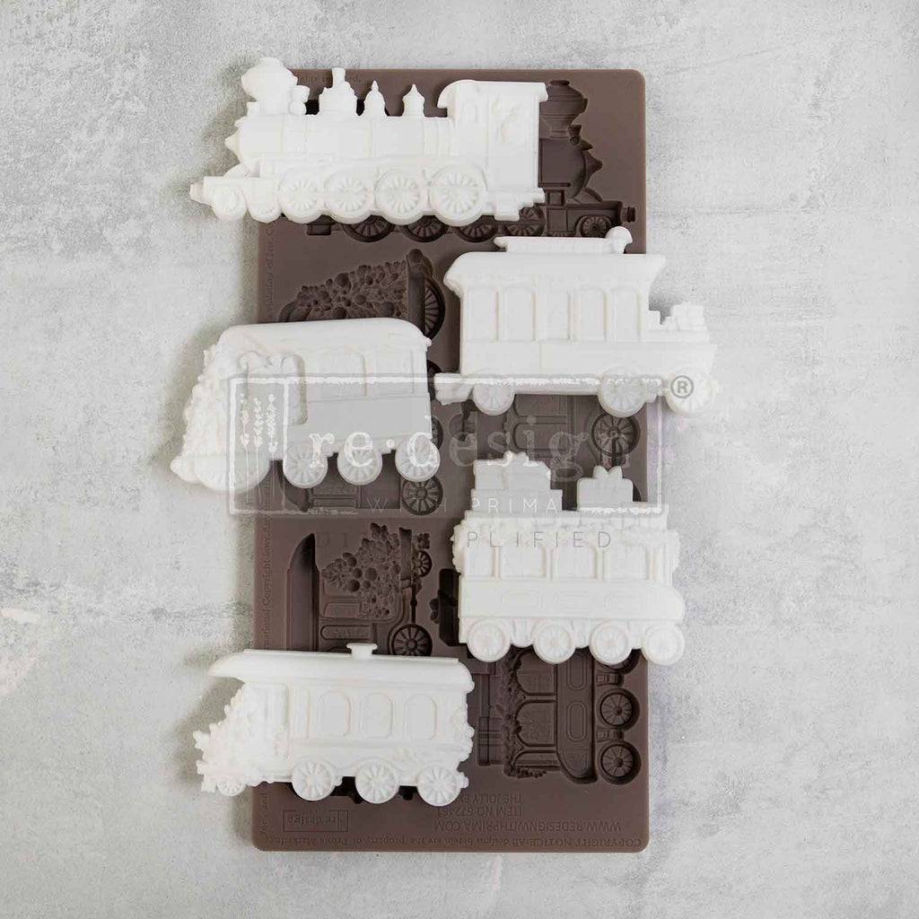 Redesign with Prima The Jolly Express mold with 5 figures; festive locomotive train cars 