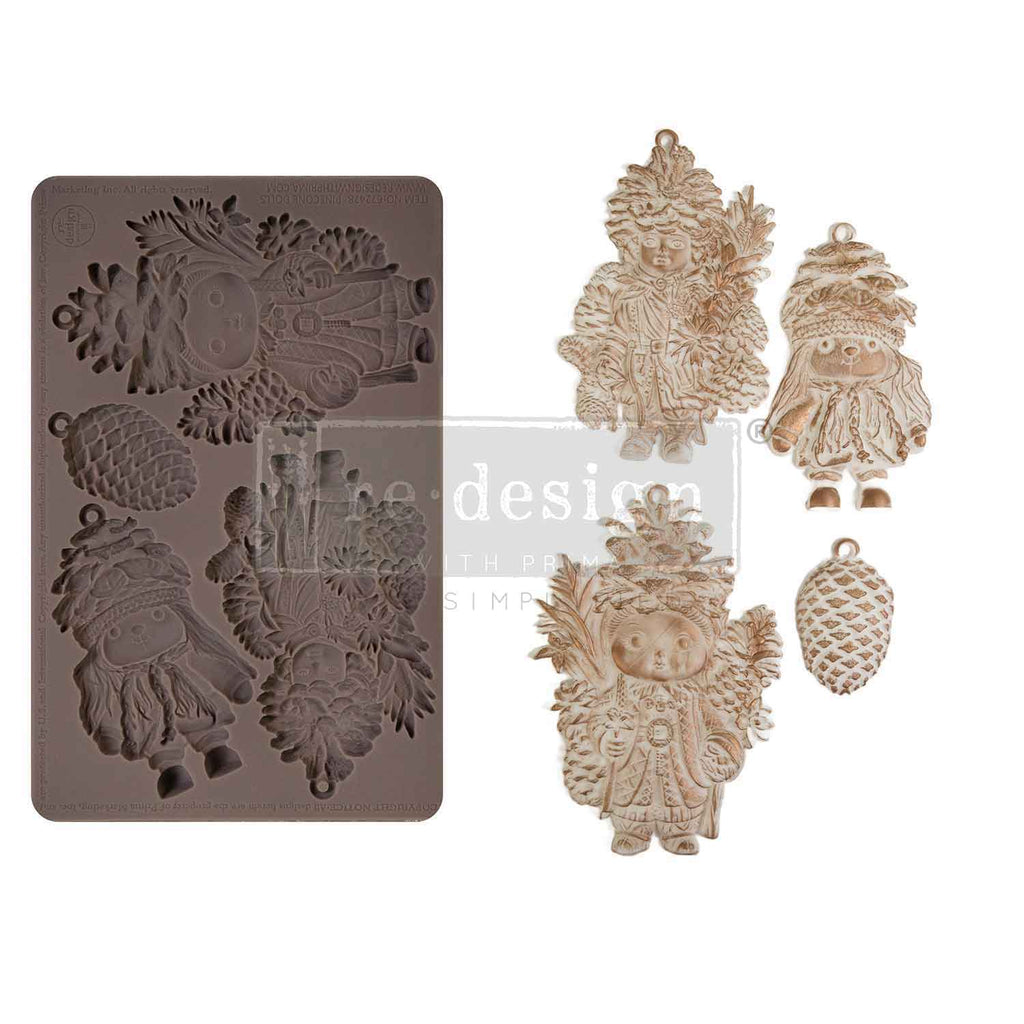 Redesign with Prima Pinecone Dolls mold with 4 figures; dolls pinecone