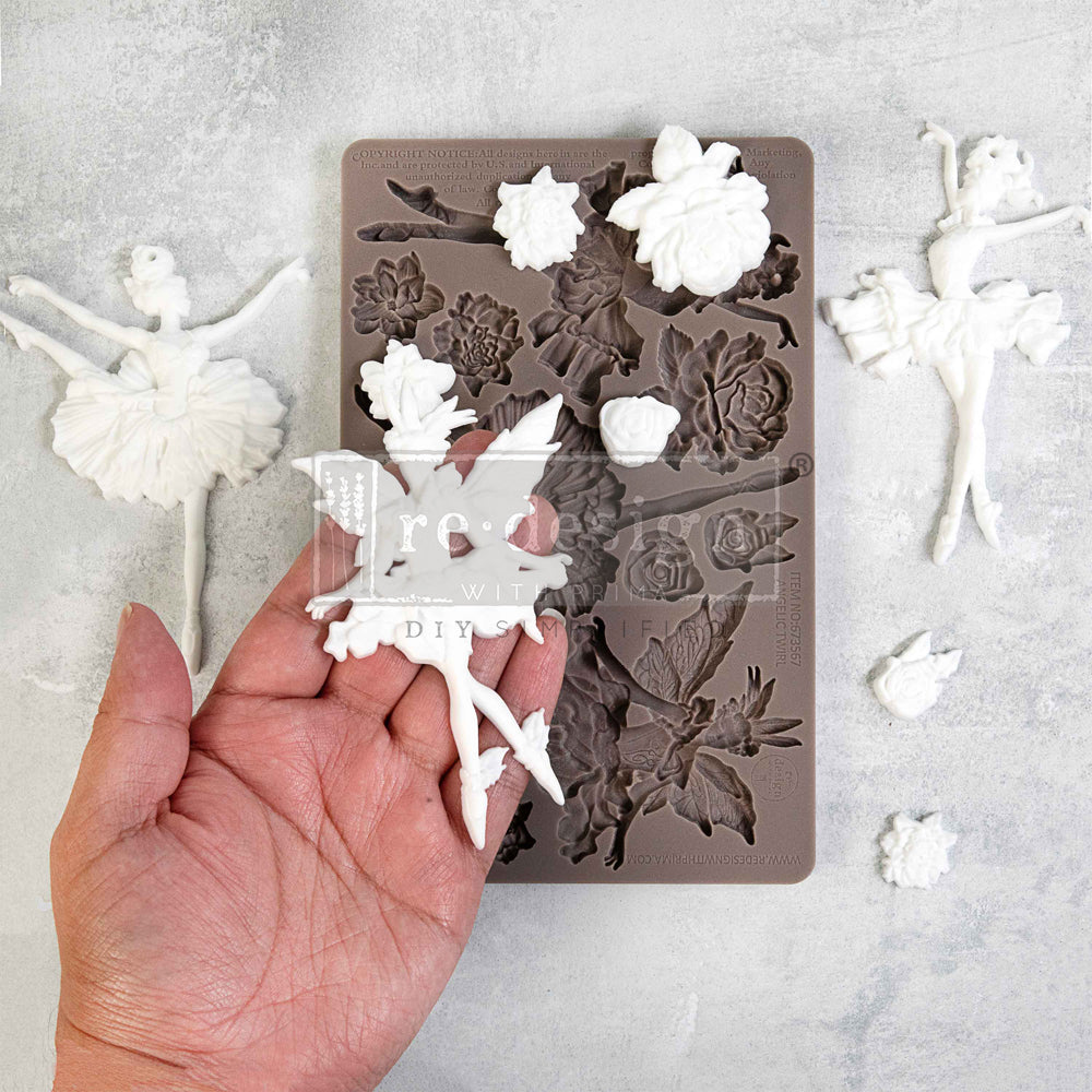 Redesign Prima silicone mold with ballerinas and roses.