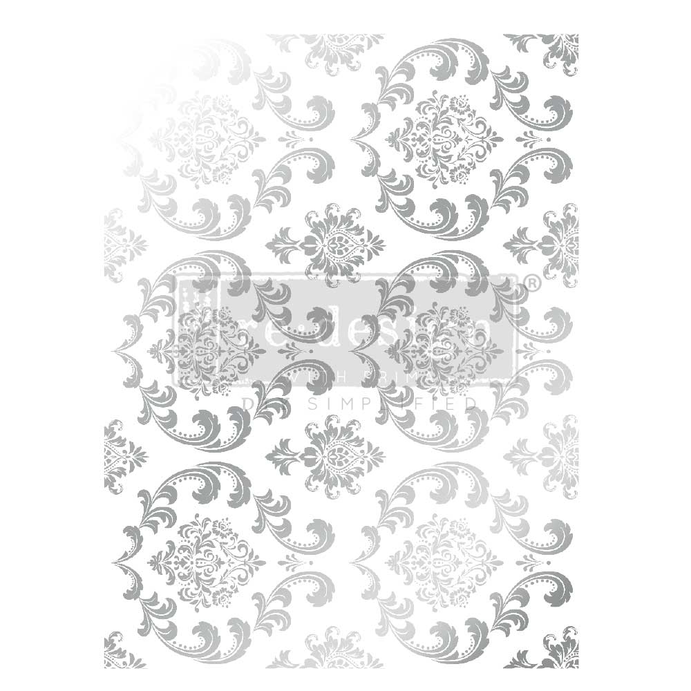 Silver Foil Kacha - Silver Bird 18"x24" ReDesign Prima Decor Transfer. Demask pattern 