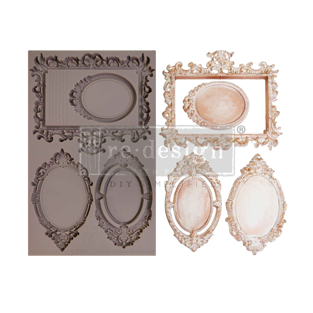 Ornate Ovals in frames. ReDesign with Prima silicone Decor Mold 5x8 Pattern: Lucian. Heat resistant and food safe. Breathe new life into your furniture
