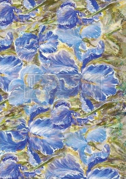 blue iris florals. A1 Fiber Paper for Decoupage by ReDesign with Prima.