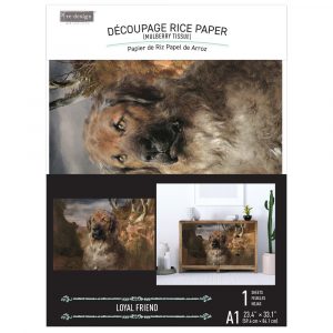 Tan dog image. A1 Fiber Paper for Decoupage by ReDesign with Prima.