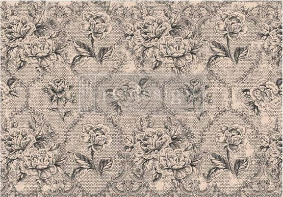 Antique lace texture pattern. A1 Fiber Paper for Decoupage by ReDesign with Prima.