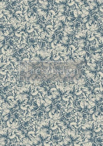 Blue and white Florals. A1 Fiber Paper for Decoupage by ReDesign with Prima.