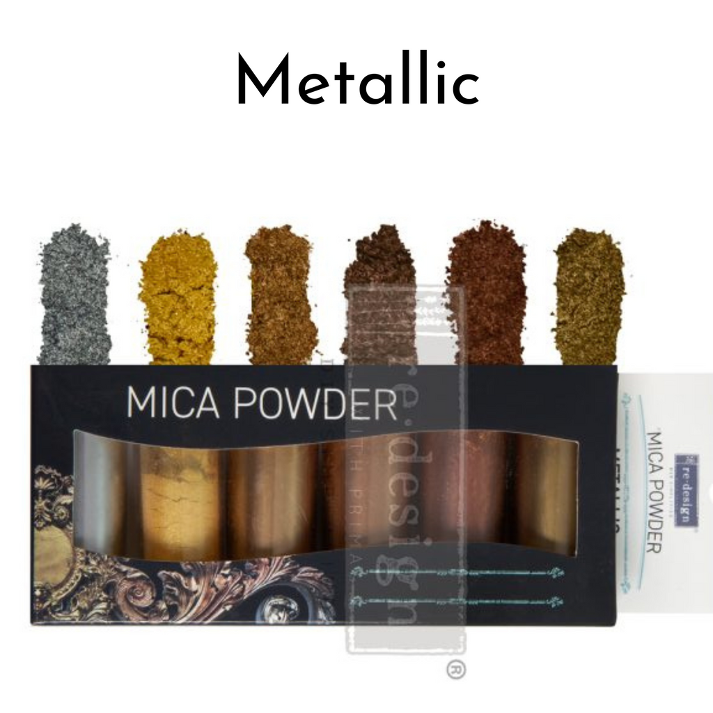 Metallic Finnabair Mica Powder Pigment Sets of 6 colors each,  in multiple colors by ReDesign with Prima.