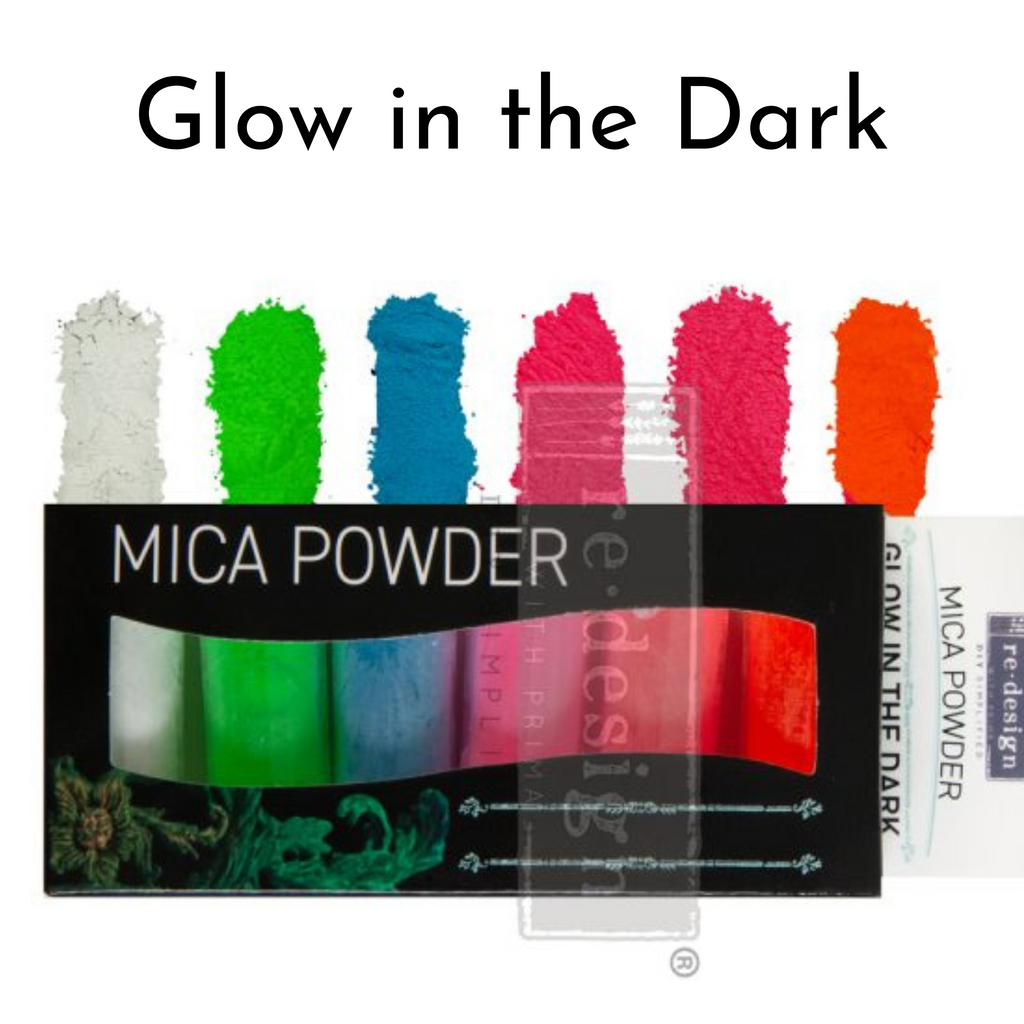 Glow in the Dark Finnabair Mica Powder Pigment Sets of 6 colors each,  in multiple colors by ReDesign with Prima.