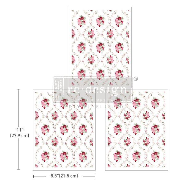 Pink and red floral, ReDesign with Prima Blush Bouquet Decor Transfers® are easy to use rub-on transfers for Furniture and Mixed Media uses.