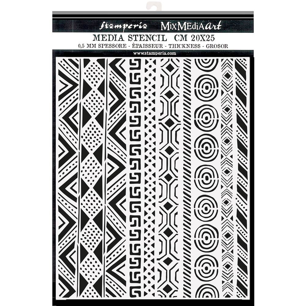 Stamperia Tribal Borders Stencils are made of flexible yet strong plastic material. Ideal for 3D effects and Mixed Media. 