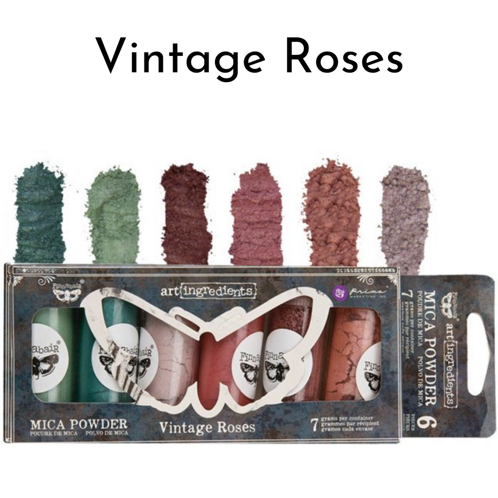 Vintage Roses. Finnabair Mica Powder Pigment Sets of 6 colors each,  in multiple colors by ReDesign with Prima.