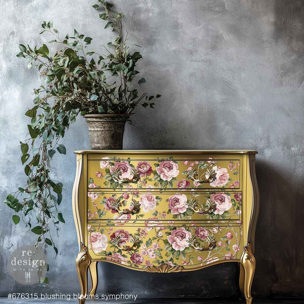 Kacha - Blushing Blooms 18"x24" ReDesign Prima Decor Transfer. Branches of pink blooms