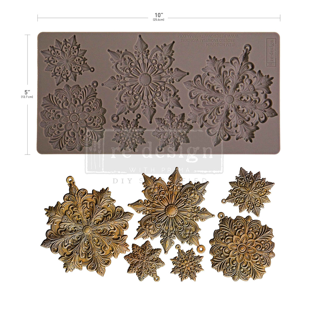 Redesign with Prima Frosted Snowflake Wonders mold with ornate snowflakes