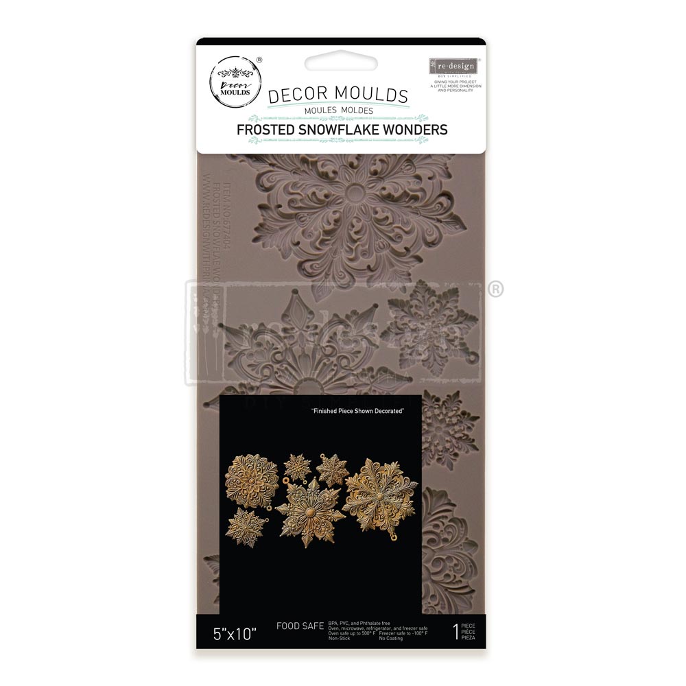 Redesign with Prima Frosted Snowflake Wonders mold with ornate snowflakes