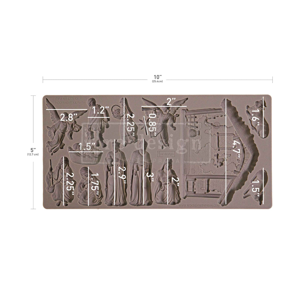 Redesign with Prima Holy Night Nativity mold with stable wisemen angels sheep Mary Joseph and baby Jesus