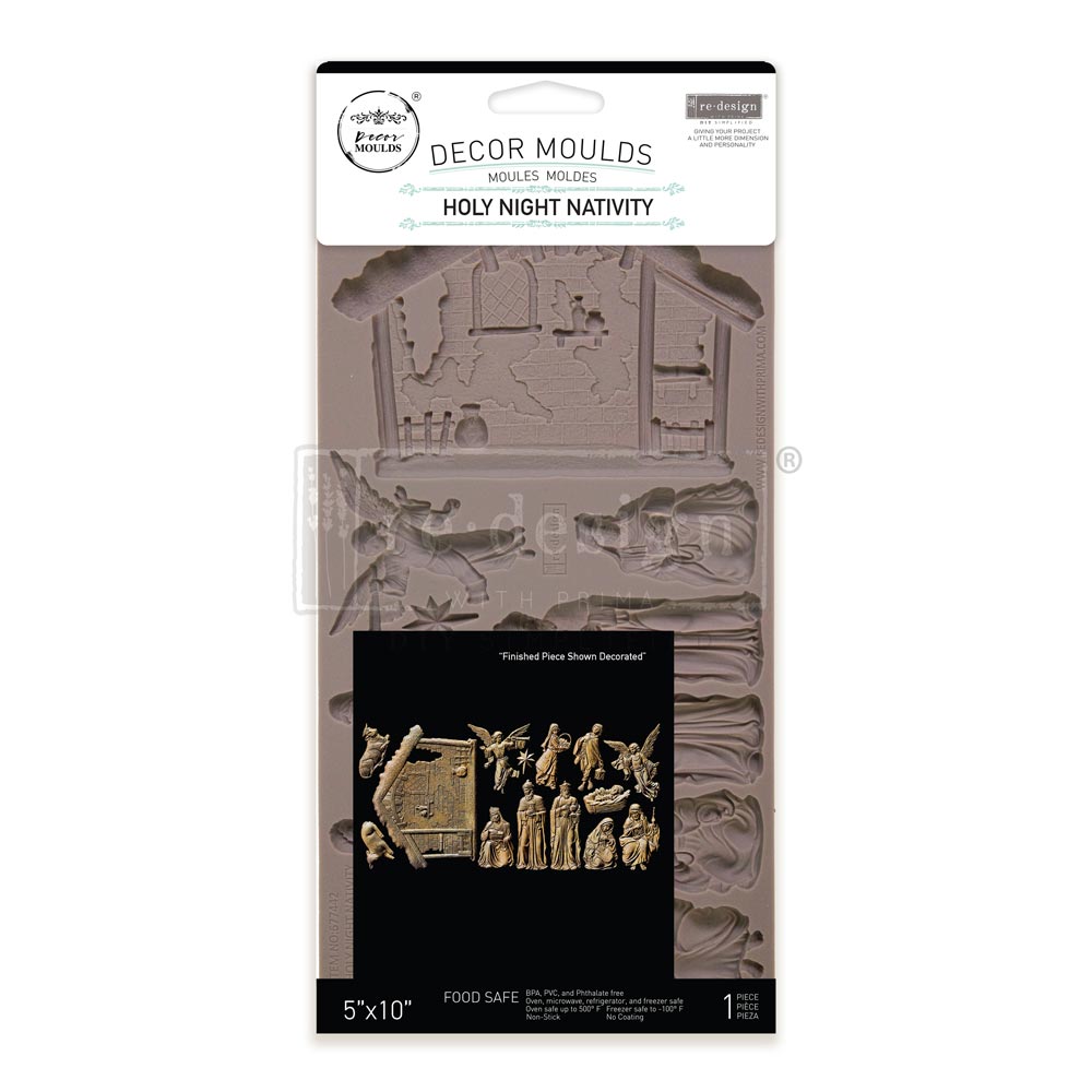 Redesign with Prima Holy Night Nativity mold with stable wisemen angels sheep Mary Joseph and baby Jesus