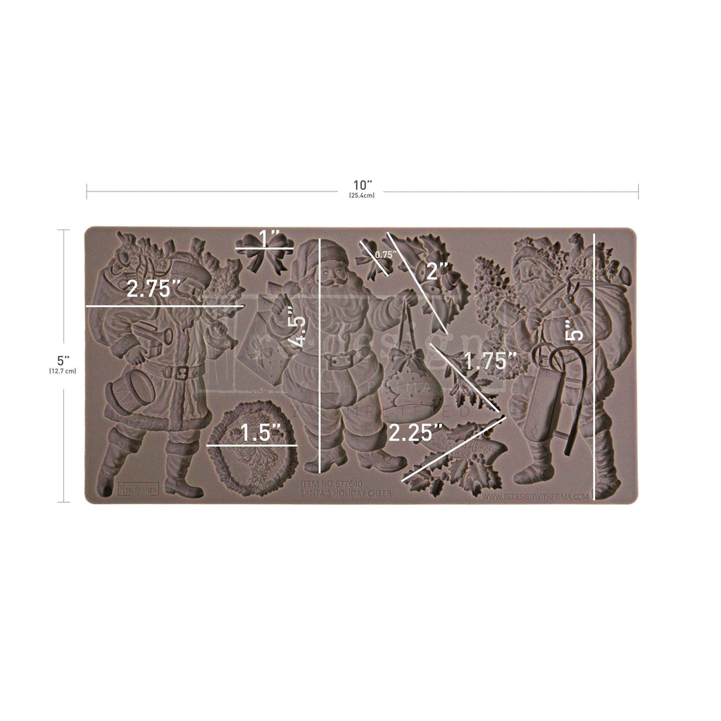 Redesign with Prima Santa's Holiday Cheer mold with Santas presents and holly