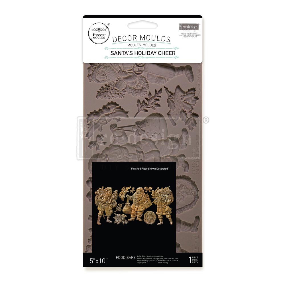 Redesign with Prima Santa's Holiday Cheer mold with Santas presents and holly