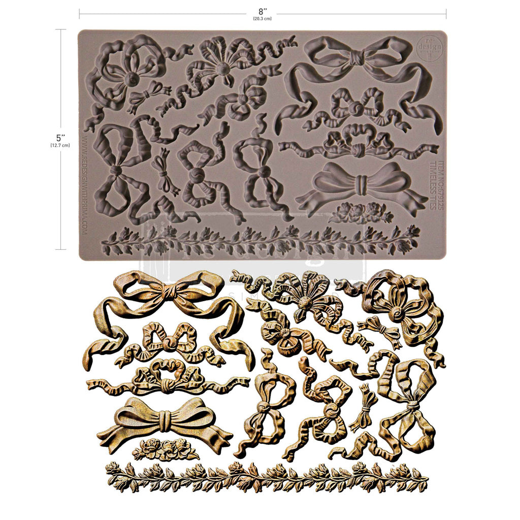 Redesign with Prima Timeless Ties mold with bows and floral border