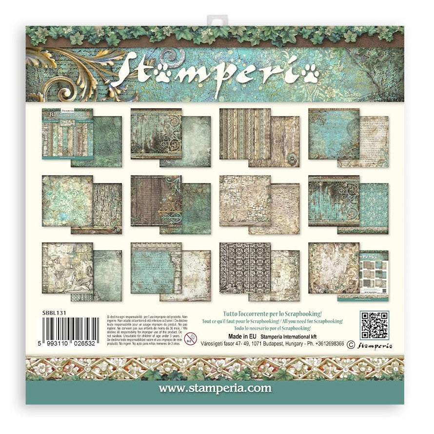 Green and brown forest textures. Magic Forest Backgrounds Selection Stamperia Scrapbooking Paper Set. These beautiful high quality papers by Stamperia are themed sets with coordinating designs