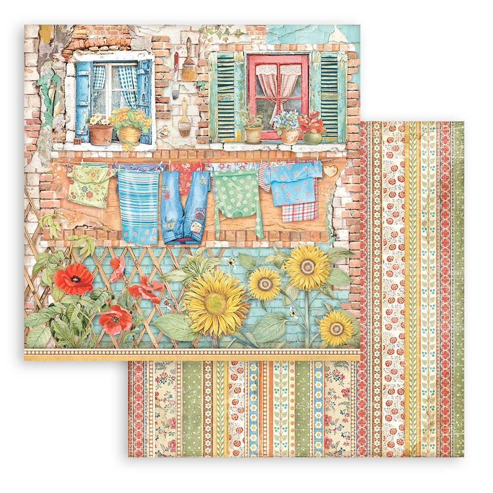 Beautiful  Stamperia Scrapbooking Paper Set. Sunflower Art 12x12 Paper Pad. These beautiful high quality papers by Stamperia are themed sets with coordinating designs. 